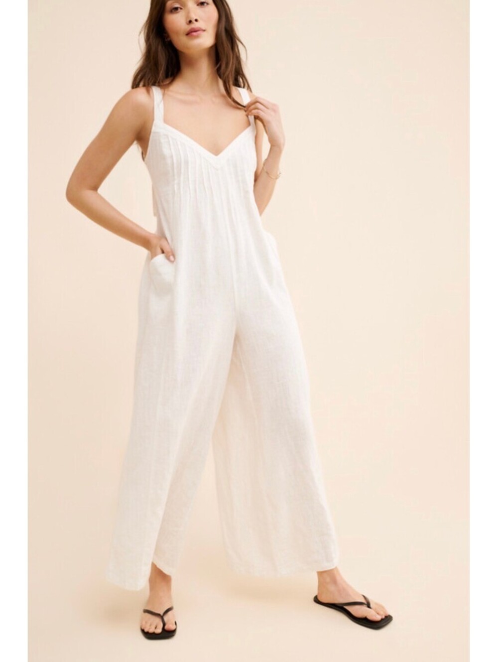 Free People Drifting Dreams One Piece Linen Jumpsuit - Women's Large